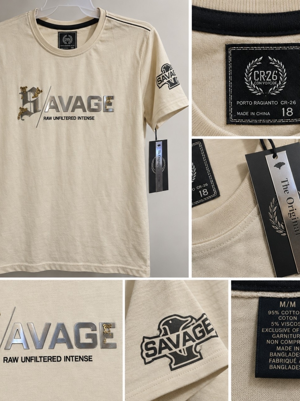 Brand NEW Kids 'Savage' Graphic Tee in Cream